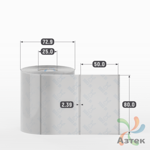 Этикетка самоклеящаяся с печатью 80х50 (рядов 1 по 500 шт) Прозрачный полипропилен в рулоне, втулка 25 мм (к) IQ code + Черная метка