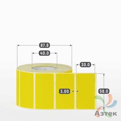 Термоэтикетка 58х30 Termo TOP цветная (рядов 1 по 1000 шт), втулка 40 мм (к) цвет - Желтый Pantone 3965 U