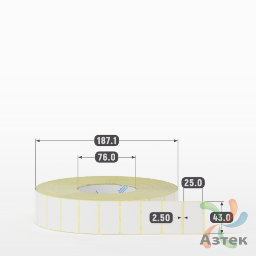 Термоэтикетка ЭКО 43х25 (рядов 1 по 6 000 шт)  в рулоне, втулка 76 мм (к) IQ code