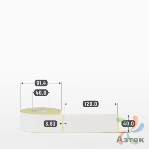Термоэтикетка ЭКО 40х120 (рядов 1 по 300 шт)  в рулоне, втулка 40 мм (к) IQ code