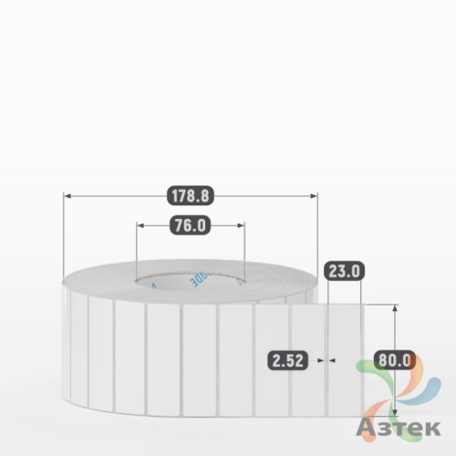 Этикетка самоклеящаяся 80х23 (рядов 1 по 6 000 шт) Полипропилен белый в рулоне, втулка 76 мм (к) IQ code 	