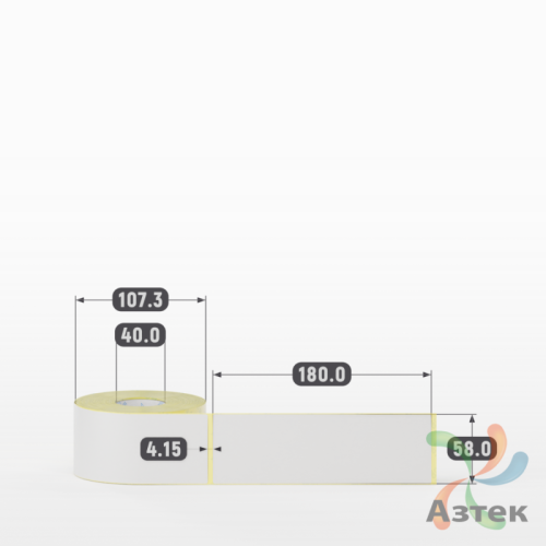 Термотрансферная этикетка 58х180 (рядов 1 по 300 шт) Полуглянец в рулоне, втулка 40 мм (к) IQ code