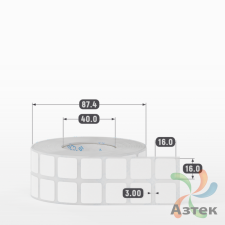 Этикетка самоклеящаяся 16х16 (рядов 2 по 2 000 шт) Полипропилен матовый в рулоне, втулка 40 мм (к) IQ code