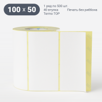 Этикетка самоклеящаяся 100х50 (рядов 1 по 500 шт) Termo TOP съёмный клей в рулоне, втулка 40 мм (к) IQ code