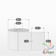 Этикетка самоклеящаяся 58х40 (рядов 1 по 500 шт) Полипропилен матовый в рулоне, втулка 25 мм (к) IQ code