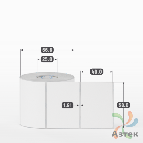 Этикетка самоклеящаяся 58х40 (рядов 1 по 500 шт) Полипропилен матовый в рулоне, втулка 25 мм (к) IQ code