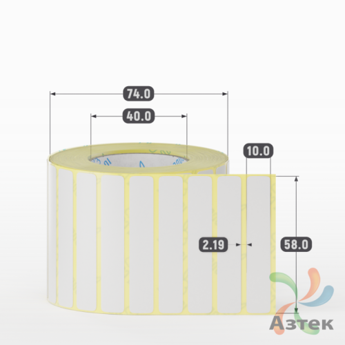 Термотрансферная этикетка 58х10 (рядов 1 по 2 000 шт) Полуглянец в рулоне, втулка 40 мм (к) IQ code