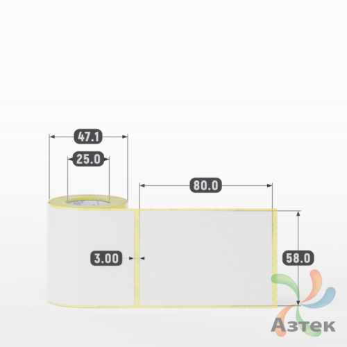 Термоэтикетка ЭКО 58х80 (рядов 1 по 100 шт)  в рулоне, втулка 25 мм (к) IQ code