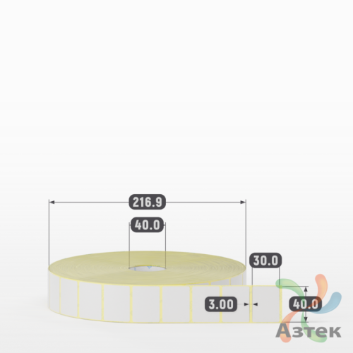 Термотрансферная этикетка 40х30 (рядов 1 по 8 000 шт) Полуглянец в рулоне, втулка 40 мм (к) IQ code