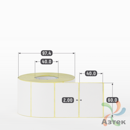 Этикетка самоклеящаяся 60х40 (рядов 1 по 1 000 шт) Termo TOP съёмный клей в рулоне, втулка 40 мм (к) IQ code