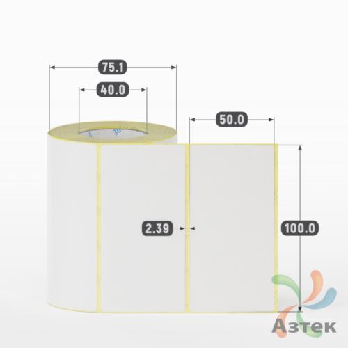 Термоэтикетка ТОП 100х50 (рядов 1 по 400 шт)  в рулоне, втулка 40 мм (к) IQ code