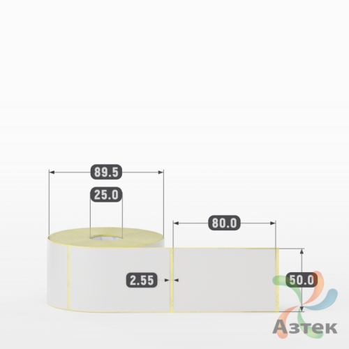 Термотрансферная этикетка 50х80 (рядов 1 по 500 шт) Полуглянец в рулоне, втулка 25 мм (к) IQ code