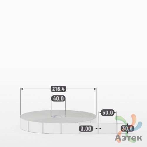 Этикетка самоклеящаяся 30х50 (рядов 1 по 5 000 шт) Полипропилен белый каучук в рулоне, втулка 40 мм (к) IQ code 	