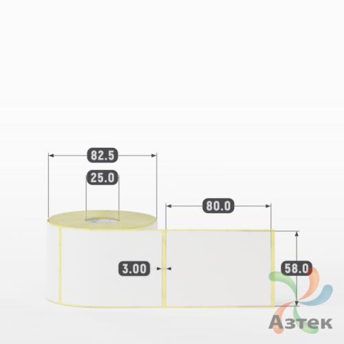 Этикетка самоклеящаяся 58х80 (рядов 1 по 400 шт) Termo TOP съёмный клей в рулоне, втулка 25 мм (к) IQ code