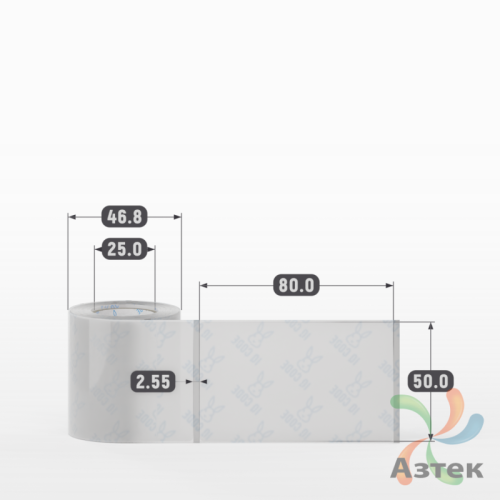 Этикетка самоклеящаяся с печатью 50х80 (рядов 1 по 100 шт) Прозрачный полипропилен в рулоне, втулка 25 мм (к) IQ code + Черная метка