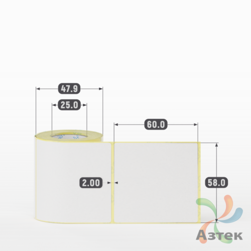 Термоэтикетка ЭКО 58х60 (рядов 1 по 140 шт)  в рулоне, втулка 25 мм (к) IQ code