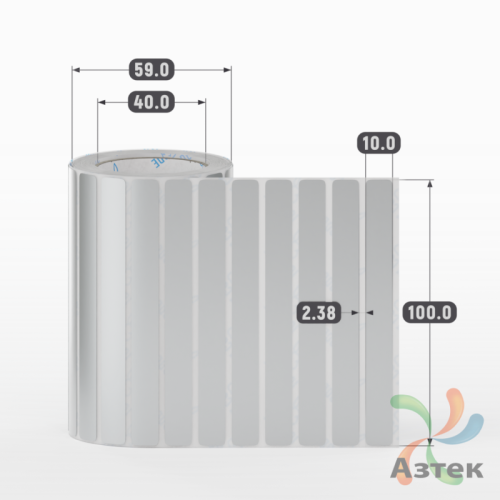 Этикетка самоклеящаяся 100х10 (рядов 1 по 1 000 шт) PET Matt Silver в рулоне, втулка 40 мм (к) IQ code