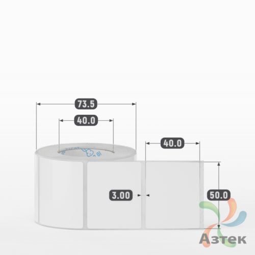 Этикетка самоклеящаяся 50х40 (рядов 1 по 500 шт) Полипропилен белый в рулоне, втулка 40 мм (к) IQ code 	