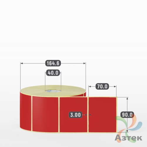 Этикетка 90х70 цветная (рядов 1 по 2000 шт) полуглянцевая, втулка 40 мм (к) цвет -  Pantone 1795 C 