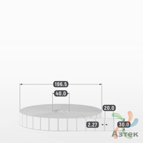 Этикетка самоклеящаяся 30х20 (рядов 1 по 10 000 шт) Полипропилен матовый в рулоне, втулка 40 мм (к) IQ code