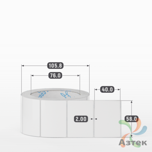 Этикетка самоклеящаяся 58х40 (рядов 1 по 700 шт) Полипропилен белый в рулоне, втулка 76 мм (к) IQ code 	