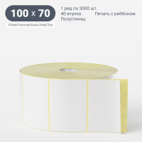 Термотрансферная этикетка 100х70 (рядов 1 по 3 000 шт) Полуглянец в рулоне, втулка 40 мм (к) IQ code