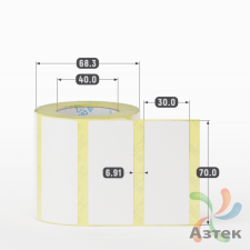 Термоэтикетка ЭКО 70х30 (рядов 1 по 500 шт)  в рулоне, втулка 40 мм (к) IQ code