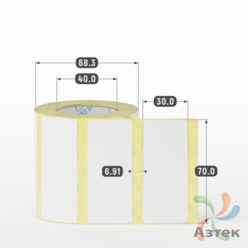 Термоэтикетка ЭКО 70х30 (рядов 1 по 500 шт)  в рулоне, втулка 40 мм (к) IQ code