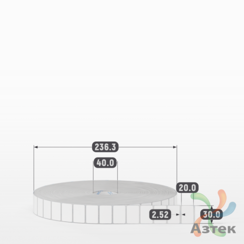 Этикетка самоклеящаяся 30х20 (рядов 1 по 15 000 шт) Полипропилен белый в рулоне, втулка 40 мм (к) IQ code 	