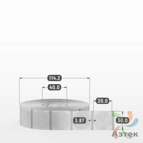 Этикетка самоклеящаяся с печатью + Черная метка/ КРУГ 30 мм (рядов 1 по 2 000 шт) Прозрачный полипропилен в рулоне, втулка 40 мм (к) IQ code