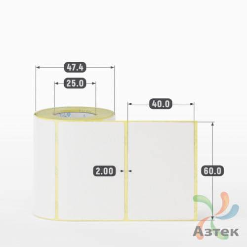 Термоэтикетка ЭКО 60х40 (рядов 1 по 200 шт)  в рулоне, втулка 25 мм (к) IQ code