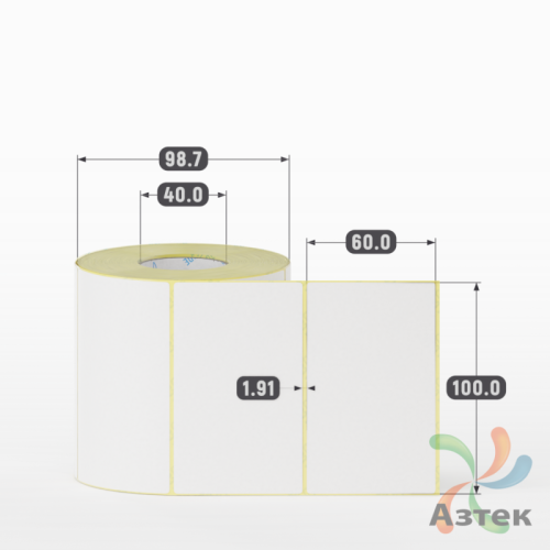 Этикетка самоклеящаяся 100х60 (рядов 1 по 700 шт) Termo ECO съемный клей в рулоне, втулка 40 мм (к) IQ code
