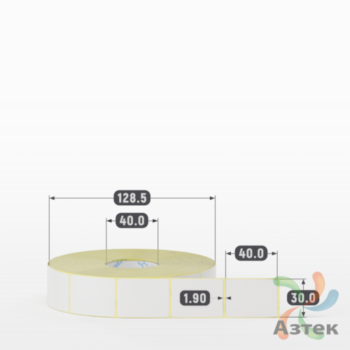 Термотрансферная этикетка 30х40 (рядов 1 по 2 000 шт) Полуглянец в рулоне, втулка 40 мм (к) IQ code