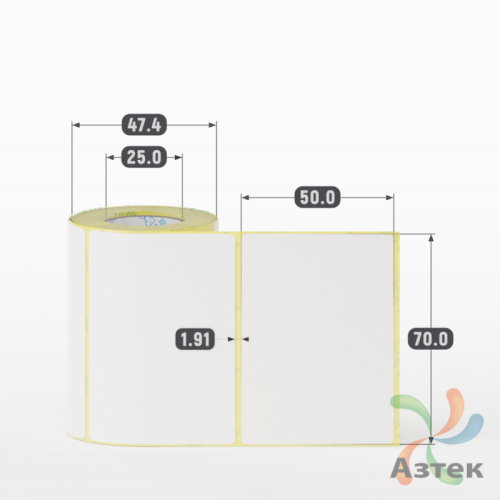 Термоэтикетка ЭКО 70х50 (рядов 1 по 160 шт)  в рулоне, втулка 25 мм (к) IQ code