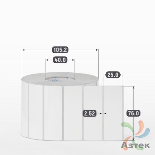 Этикетка самоклеящаяся 76х25 (рядов 1 по 2 000 шт) Полипропилен белый в рулоне, втулка 40 мм (к) IQ code 	