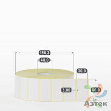 Термотрансферная этикетка 60х30 (рядов 1 по 4 000 шт) Полуглянец в рулоне, втулка 40 мм (к) IQ code