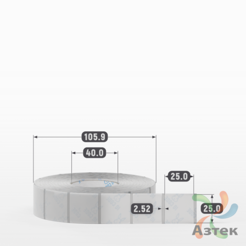 Этикетка самоклеящаяся с печатью 25х25 (рядов 1 по 2 000 шт) Прозрачный полипропилен в рулоне, втулка 40 мм (к) IQ code + Черная метка
