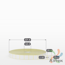 Термотрансферная этикетка 25х25 (рядов 1 по 10 000 шт) Полуглянец в рулоне, втулка 40 мм (к) IQ code