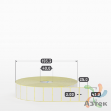 Термотрансферная этикетка 43х25 (рядов 1 по 7 500 шт) Полуглянец в рулоне, втулка 40 мм (к) IQ code