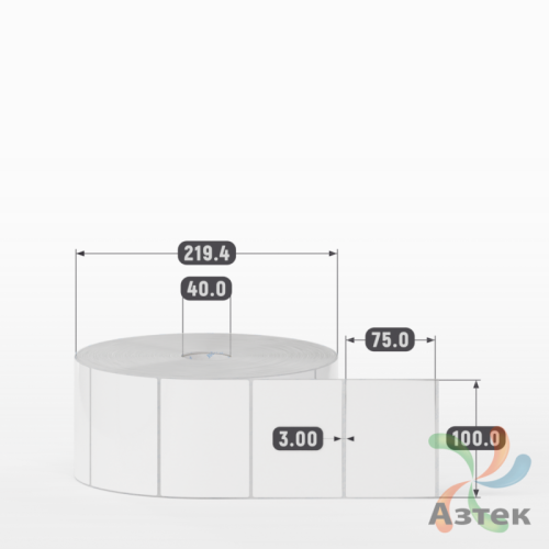 Этикетка самоклеящаяся 100х75 (рядов 1 по 3 500 шт) Полипропилен белый в рулоне, втулка 40 мм (к) IQ code 	