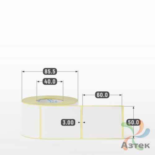 Термоэтикетка ЭКО 50х60 (рядов 1 по 500 шт)  в рулоне, втулка 40 мм (к) IQ code