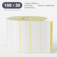 Термотрансферная этикетка 100х30 (рядов 1 по 3 000 шт) Полуглянец в рулоне, втулка 40 мм (к) IQ code