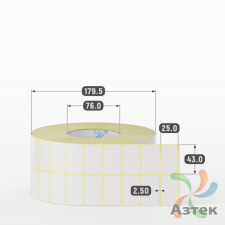 Термотрансферная этикетка 43х25 (рядов 2 по 5 500 шт) Полуглянец в рулоне, втулка 76 мм (к) IQ code