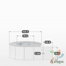 Этикетка самоклеящаяся 58х40 (рядов 1 по 2 000 шт) Полипропилен белый в рулоне, втулка 76 мм (к) IQ code 	
