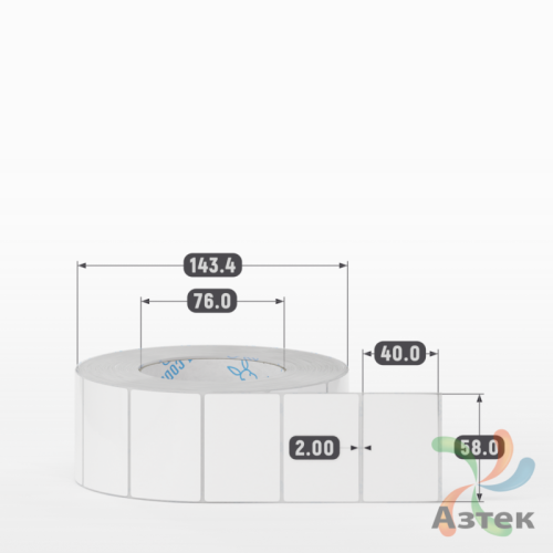 Этикетка самоклеящаяся 58х40 (рядов 1 по 2 000 шт) Полипропилен белый в рулоне, втулка 76 мм (к) IQ code 	
