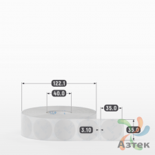 Этикетка самоклеящаяся круглая 35 мм (рядов 1 по 2 000 шт) Прозрачный полипропилен в рулоне, втулка 40 мм (к) IQ code
