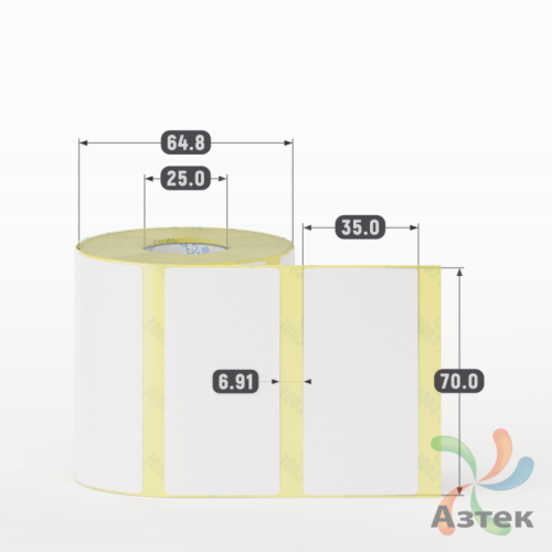 Термоэтикетка ТОП 70х35 (рядов 1 по 500 шт)  в рулоне, втулка 25 мм (к) IQ code