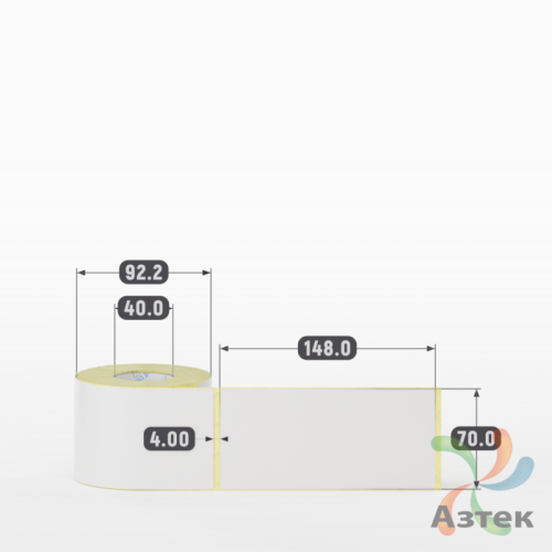 Термотрансферная этикетка 70х148 (рядов 1 по 250 шт) Полуглянец в рулоне, втулка 40 мм (к) IQ code