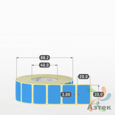Термоэтикетка 30х20 Termo ECO цветная (рядов 1 по 1600 шт), втулка 40 мм (к) цвет - Голубой, 