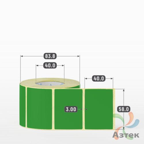 Термоэтикетка 58х40 Termo ECO цветная (рядов 1 по 700 шт), втулка 40 мм (к) цвет - Pantone 362 U, 